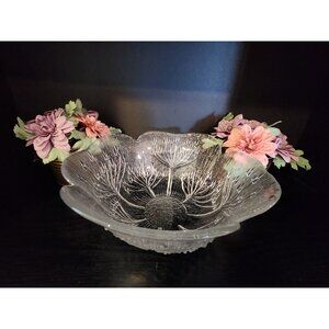 Vintage Dansk Floriform Glass Cow Parsley Salad Serving Bowl, Mantasala Finland